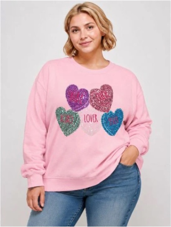 Tops - BRAND NEW WITH TAGS Sequin Conversation Hearts Sweatshirt